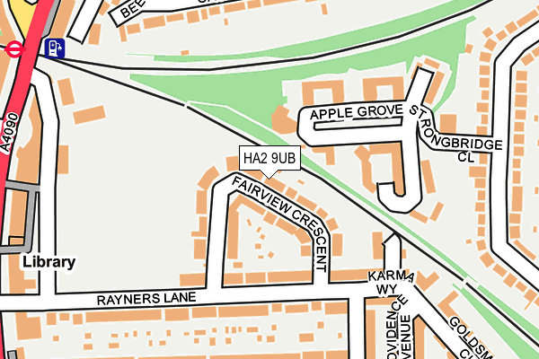 HA2 9UB map - OS OpenMap – Local (Ordnance Survey)