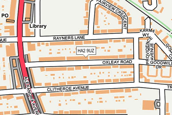 HA2 9UZ map - OS OpenMap – Local (Ordnance Survey)