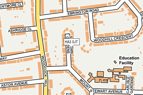 HA3 0JT map - OS OpenMap – Local (Ordnance Survey)