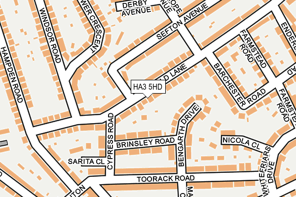 HA3 5HD map - OS OpenMap – Local (Ordnance Survey)