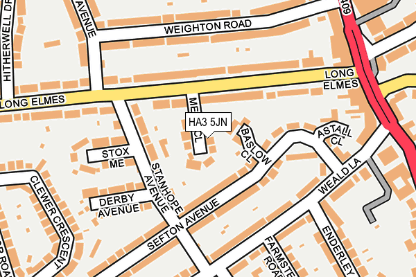 HA3 5JN map - OS OpenMap – Local (Ordnance Survey)