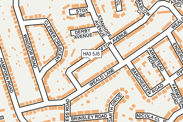 HA3 5JS map - OS OpenMap – Local (Ordnance Survey)