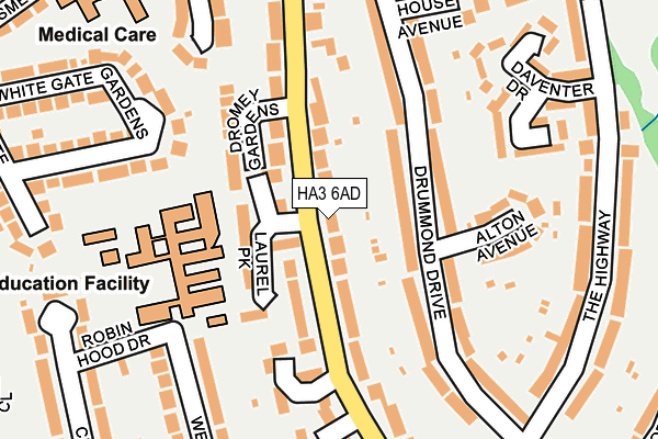 HA3 6AD map - OS OpenMap – Local (Ordnance Survey)