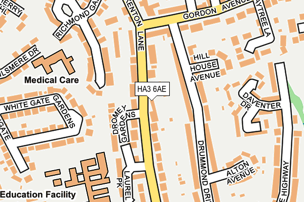HA3 6AE map - OS OpenMap – Local (Ordnance Survey)