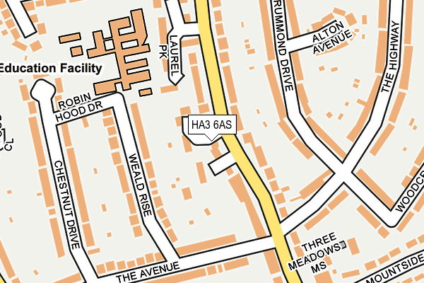 HA3 6AS map - OS OpenMap – Local (Ordnance Survey)