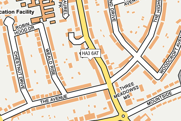 HA3 6AT map - OS OpenMap – Local (Ordnance Survey)