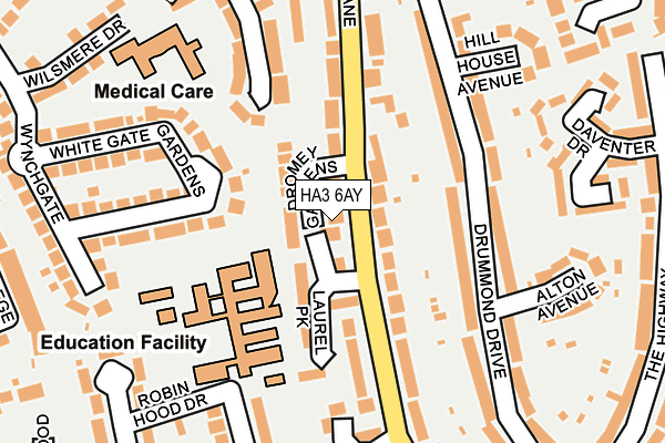HA3 6AY map - OS OpenMap – Local (Ordnance Survey)