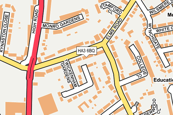 HA3 6BQ map - OS OpenMap – Local (Ordnance Survey)