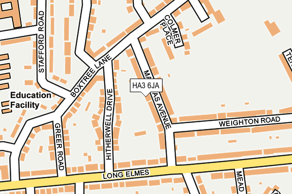 HA3 6JA map - OS OpenMap – Local (Ordnance Survey)