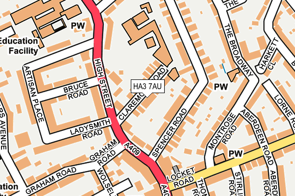 HA3 7AU map - OS OpenMap – Local (Ordnance Survey)