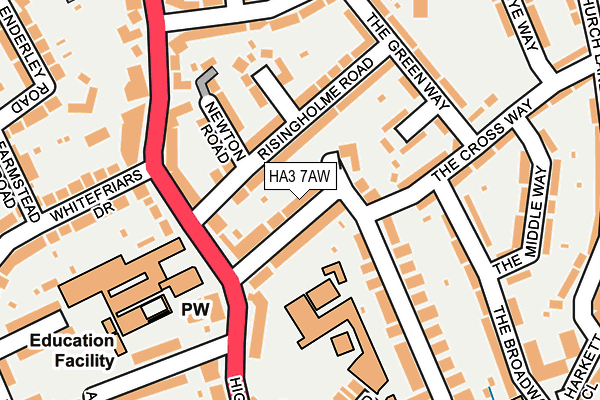 HA3 7AW map - OS OpenMap – Local (Ordnance Survey)