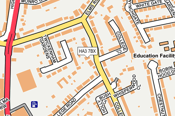 HA3 7BX map - OS OpenMap – Local (Ordnance Survey)