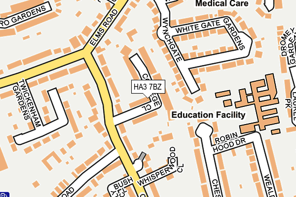 HA3 7BZ map - OS OpenMap – Local (Ordnance Survey)