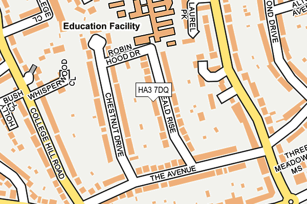 HA3 7DQ map - OS OpenMap – Local (Ordnance Survey)