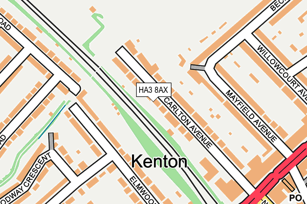 HA3 8AX map - OS OpenMap – Local (Ordnance Survey)