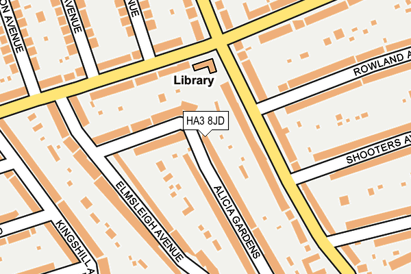 HA3 8JD map - OS OpenMap – Local (Ordnance Survey)