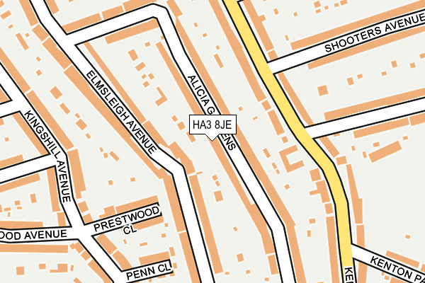 HA3 8JE map - OS OpenMap – Local (Ordnance Survey)