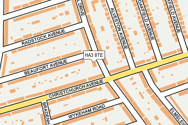 HA3 8TE map - OS OpenMap – Local (Ordnance Survey)