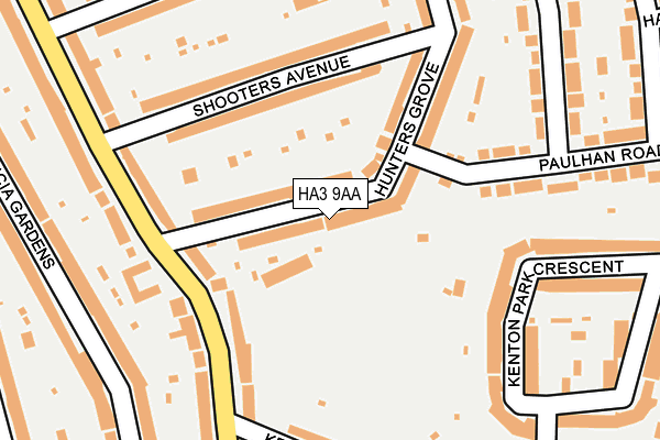 HA3 9AA map - OS OpenMap – Local (Ordnance Survey)