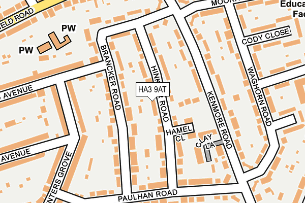 HA3 9AT map - OS OpenMap – Local (Ordnance Survey)