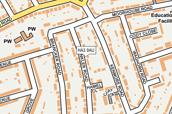 HA3 9AU map - OS OpenMap – Local (Ordnance Survey)