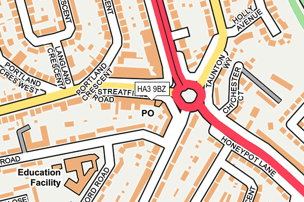 HA3 9BZ map - OS OpenMap – Local (Ordnance Survey)
