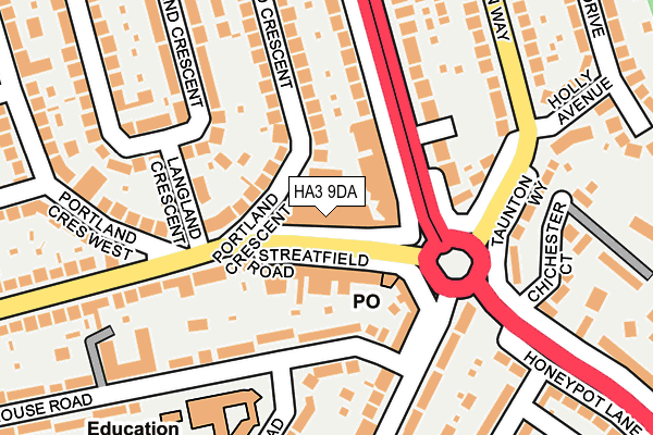 HA3 9DA map - OS OpenMap – Local (Ordnance Survey)