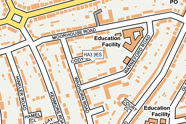 HA3 9ES map - OS OpenMap – Local (Ordnance Survey)