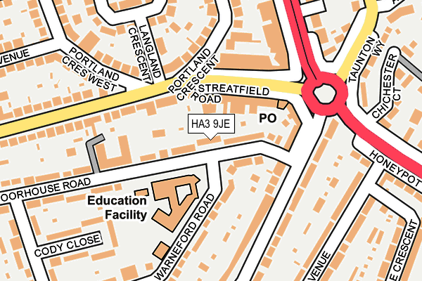 HA3 9JE map - OS OpenMap – Local (Ordnance Survey)
