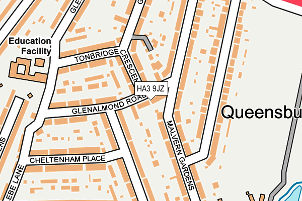 HA3 9JZ map - OS OpenMap – Local (Ordnance Survey)