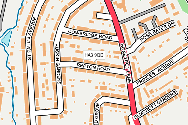 HA3 9QD map - OS OpenMap – Local (Ordnance Survey)