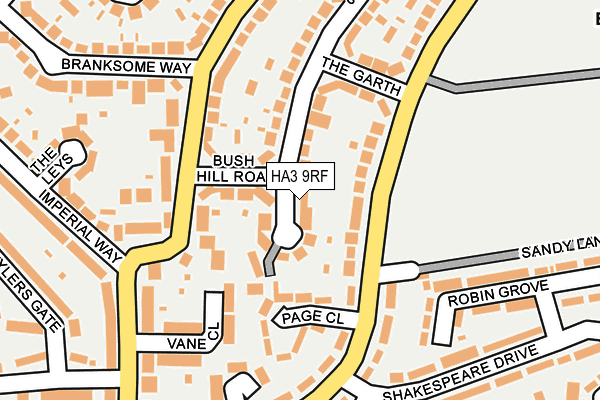 HA3 9RF map - OS OpenMap – Local (Ordnance Survey)