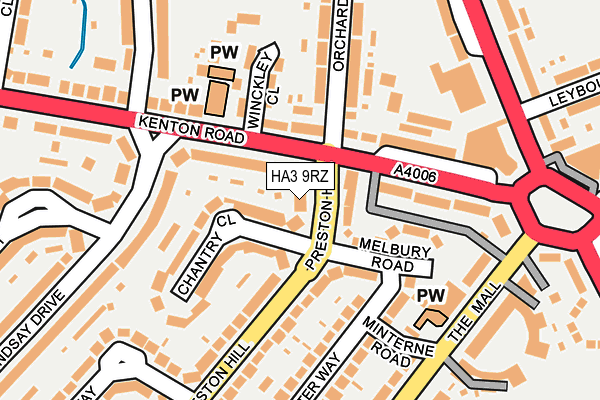 HA3 9RZ map - OS OpenMap – Local (Ordnance Survey)