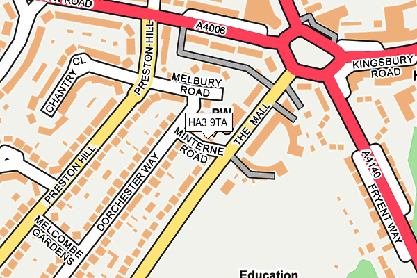 HA3 9TA map - OS OpenMap – Local (Ordnance Survey)