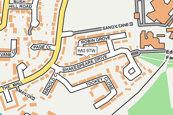 HA3 9TW map - OS OpenMap – Local (Ordnance Survey)