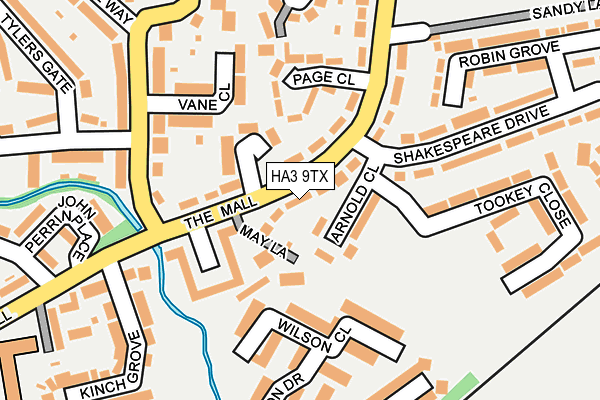HA3 9TX map - OS OpenMap – Local (Ordnance Survey)