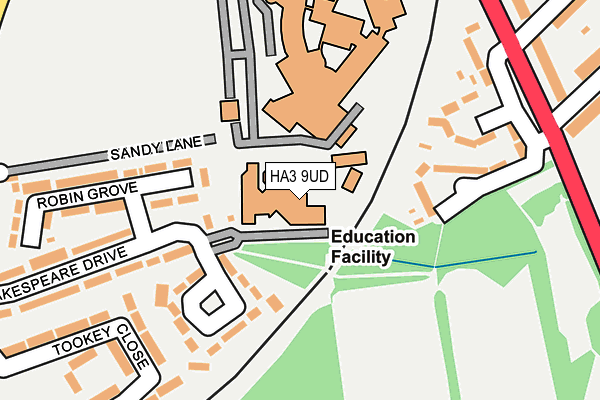 HA3 9UD map - OS OpenMap – Local (Ordnance Survey)