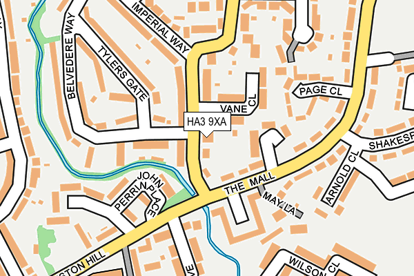 HA3 9XA map - OS OpenMap – Local (Ordnance Survey)