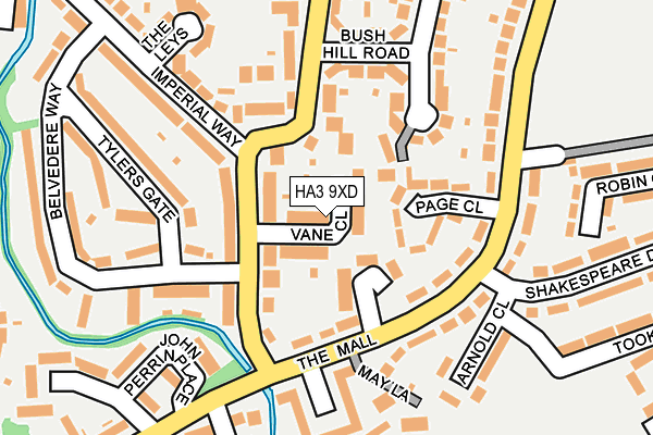 HA3 9XD map - OS OpenMap – Local (Ordnance Survey)
