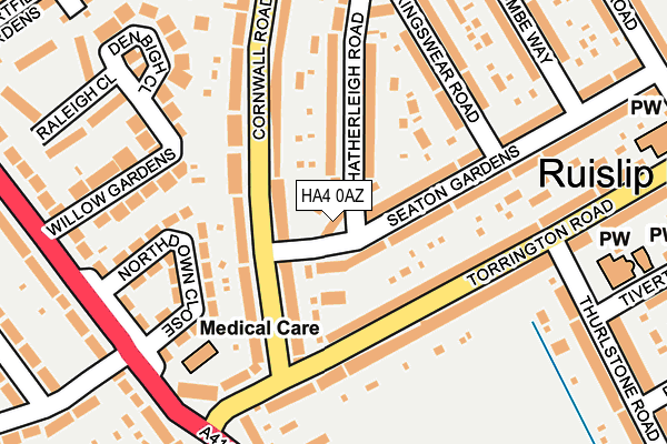 HA4 0AZ map - OS OpenMap – Local (Ordnance Survey)