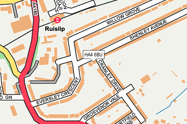 HA4 6BU map - OS OpenMap – Local (Ordnance Survey)
