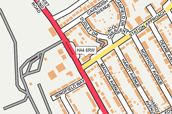 HA4 6RW map - OS OpenMap – Local (Ordnance Survey)