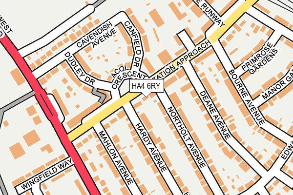 HA4 6RY map - OS OpenMap – Local (Ordnance Survey)