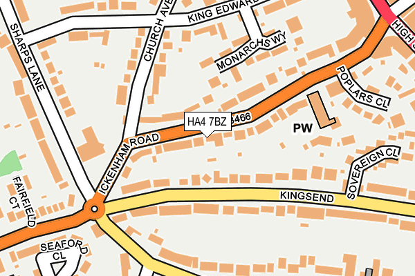 HA4 7BZ map - OS OpenMap – Local (Ordnance Survey)