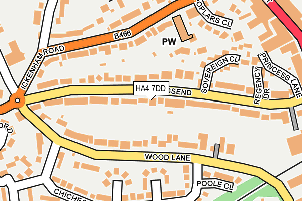 HA4 7DD map - OS OpenMap – Local (Ordnance Survey)