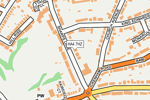 HA4 7HZ map - OS OpenMap – Local (Ordnance Survey)