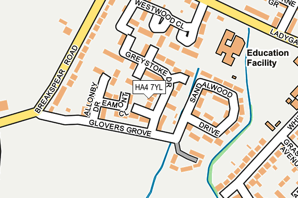HA4 7YL map - OS OpenMap – Local (Ordnance Survey)