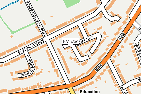 HA4 8AW map - OS OpenMap – Local (Ordnance Survey)