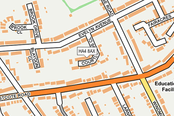 HA4 8AX map - OS OpenMap – Local (Ordnance Survey)
