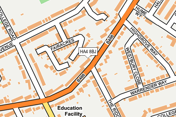 HA4 8BJ map - OS OpenMap – Local (Ordnance Survey)
